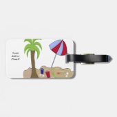 Beach Umbrella in het zand Bagagelabel (Achterkant horizontaal)