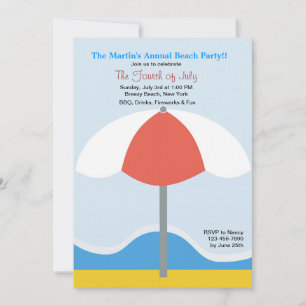 Beach Umbrella Party Invitation Kaart