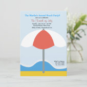 Beach Umbrella Party Invitation Kaart (Staand voorkant)