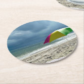 Beach Umbrella Ronde Kartonnen Onderzetter (Gebogen)