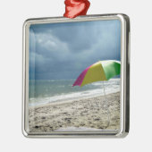Beach Umbrella Square Metalen Ornament (Links)