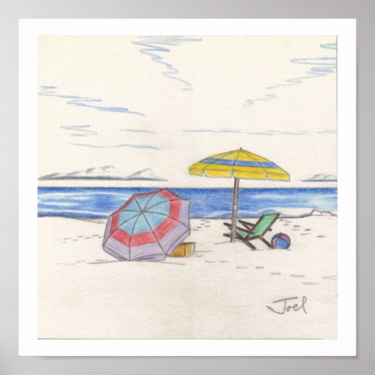 BEACH UMBRELLAS print (7,33 x 7,33 inch) (Voorkant)