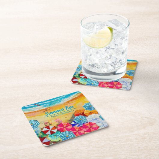 Beach Umbrellas Sand Kartonnen Onderzetters (Insitu)