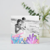 *~* Beach under Zee AR7 QR RSVP FOTO WEDDING Kaart (Staand voorkant)