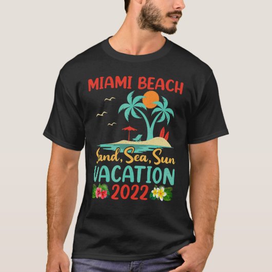 Beach Vacation 2022 Retro Sunset Florida Miami Bea T-shirt (Voorkant)
