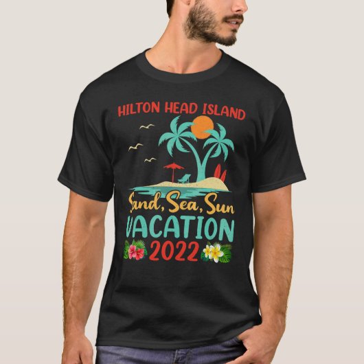 Beach Vacation 2022 Retro Sunset Hilton Head Islan T-shirt (Voorkant)