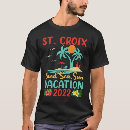 Beach Vacation 2022 Retro Virgin Island St Croix B T-shirt (Voorkant)