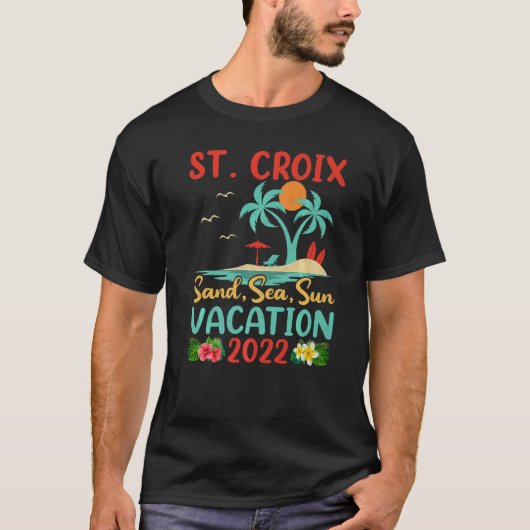 Beach Vacation 2022 Retro Virgin Island St Croix B T-shirt (Voorkant)