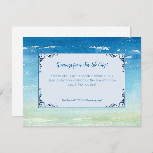 Beach Vacation Home Guest Uitnodiging (Voorkant / Achterkant)