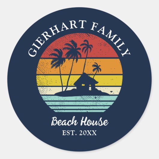 Beach Vacation House Family Reunion Nautical Ronde Sticker (Voorkant)