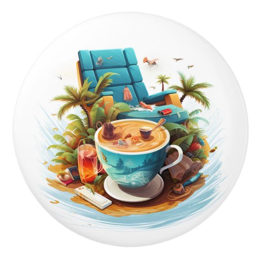 Beach Vacation Keramische Knop (Voorkant)