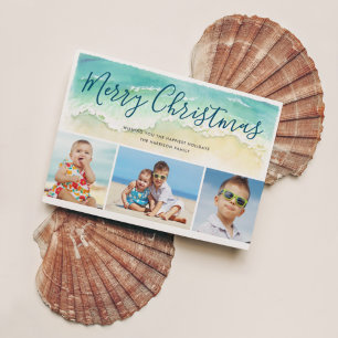 Beach Vacation Merry Kerstmis Foto Holiday Kaart