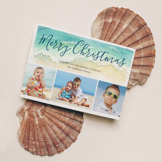 Beach Vacation Merry Kerstmis Foto Holiday Kaart