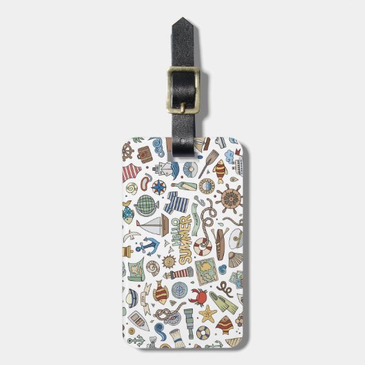 Beach Vacation, Nautical Threaded Bagagelabel (Voorkant verticaal)