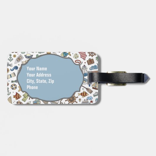 Beach Vacation, Nautical Threaded Bagagelabel (Achterkant horizontaal)