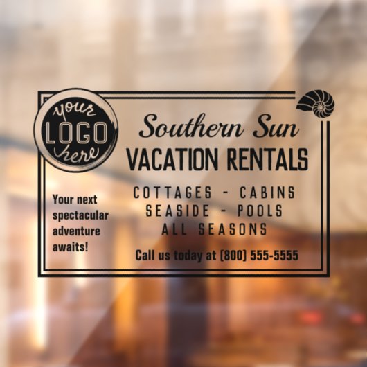 Beach Vacation Rental Custom Logo Easy Adverteren Raamsticker (Vel 2)