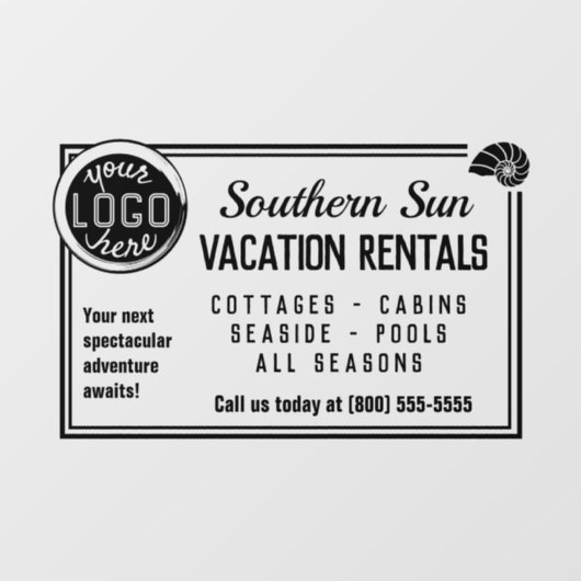 Beach Vacation Rental Custom Logo Easy Adverteren Raamsticker (Vel)