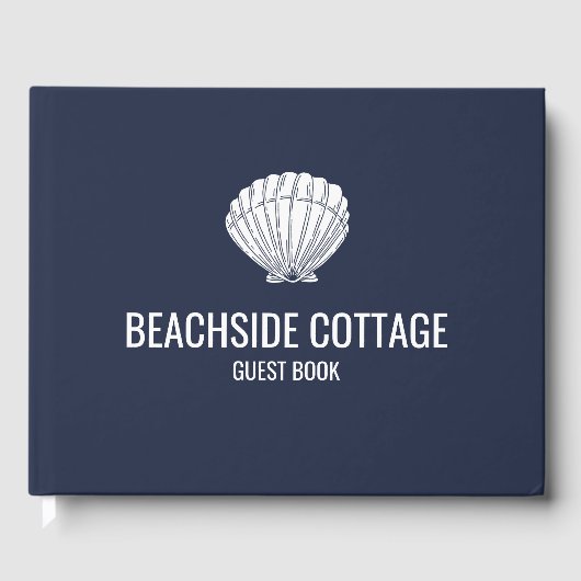 Beach Vacation Rental Navy Shell Modern Airbnb Gastenboek (Voorkant)