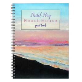 Beach Vacation Rental Pastel Sunset Guest Book Notitieboek