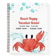 Beach Vacation Summer Cottage Rental Guest Book
