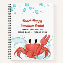 Beach Vacation Summer Cottage Rental Guest Book Notitieboek