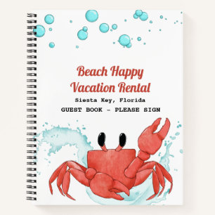 Beach Vacation Summer Cottage Rental Guest Book Notitieboek