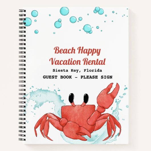 Beach Vacation Summer Cottage Rental Guest Book Notitieboek (Voorkant)