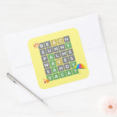Beach Vacation Word Puzzle Game Fun Vacay Vierkante Sticker (Envelop)
