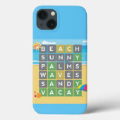 Beach Vacation Word Puzzle Thema Case-Mate iPhone Case (Achterkant)