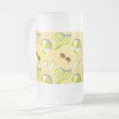 Beach vacay pattern with sunglasses and sun hat  matglas bierpul (Voorkant links)