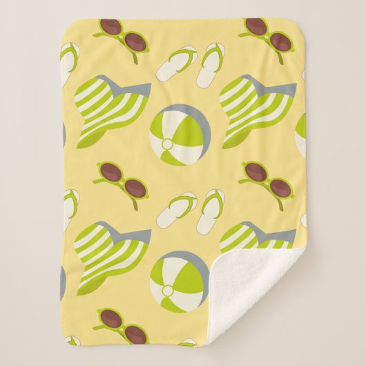 Beach vacay pattern with sunglasses and sun hat sherpa deken (Voorkant)