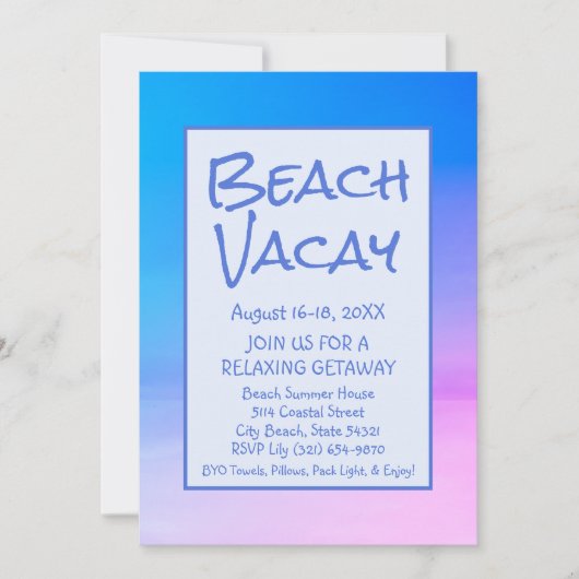Beach Vacay Uitje vakantie uitnodiging (Voorkant)