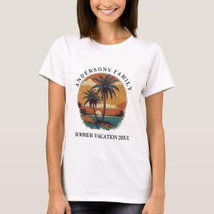 Beach Vakantie tropische palmboom familienaam T-shirt