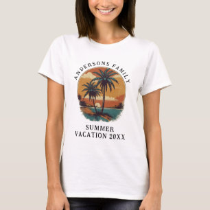 Beach Vakantie tropische palmboom familienaam T-shirt