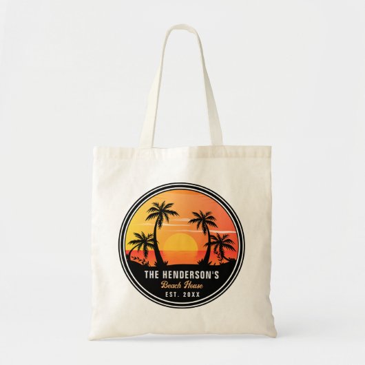 Beach Vakantiehuis familie reünie Palm Trees 80s Tote Bag (Voorkant)