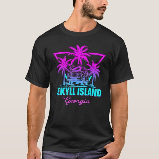 Beach Vaporwave Vacation Souvenir Jekyll Island T-shirt (Voorkant)