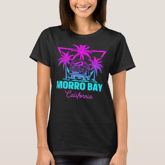 Beach Vaporwave Vacation Souvenir Morro Bay T-shirt (Voorkant)