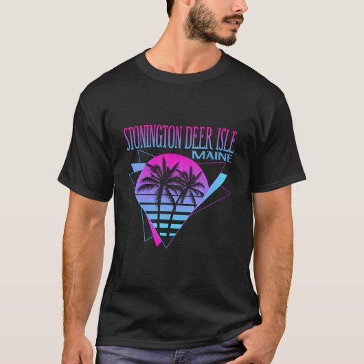 Beach Vaporwave Vacation Stonington Deer Isle T-shirt (Voorkant)