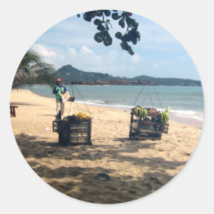 Beach Vendors ... Lamai Beach, Koh Samui Island Ronde Sticker