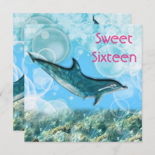 Beach verjaardagsfeest tropische dolfijn kaart (Voorkant / Achterkant)