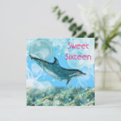 Beach verjaardagsfeest tropische dolfijn kaart (Staand voorkant)