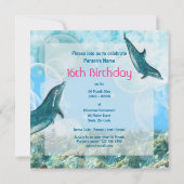 Beach verjaardagsfeest tropische dolfijn kaart (Achterkant)