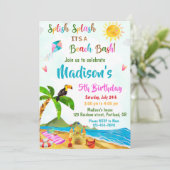 Beach verjaardagsuitnodiging Pool party-uitnodigin Kaart (Staand voorkant)