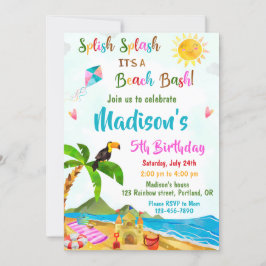 Beach verjaardagsuitnodiging Pool party-uitnodigin Kaart