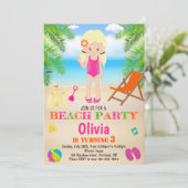 Beach verjaardagsuitnodiging Zomeruitnodiging Kaart (Staand voorkant)