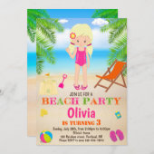 Beach verjaardagsuitnodiging Zomeruitnodiging Kaart (Voorkant / Achterkant)