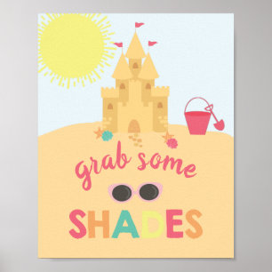 Beach verjaardagszonnebril voor gebarsten poster