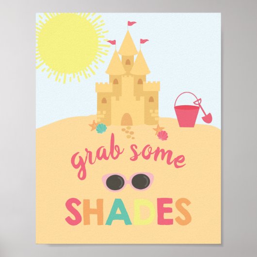 Beach verjaardagszonnebril voor gebarsten poster (Voorkant)