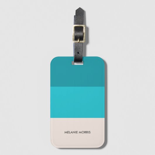 Beach Vibe|Colorblock Blue Monogram Bagagelabel (Voorkant (verticaal))