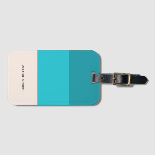 Beach Vibe|Colorblock Blue Monogram Bagagelabel (Voorkant (horizontaal))